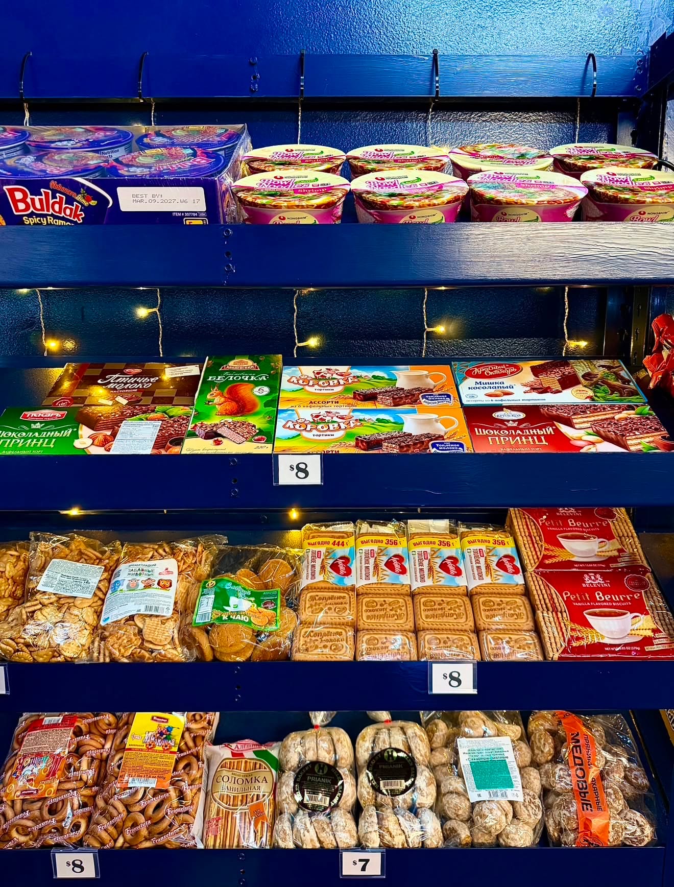 International noodles, cookies, and snacks at Clutch Gaming Club