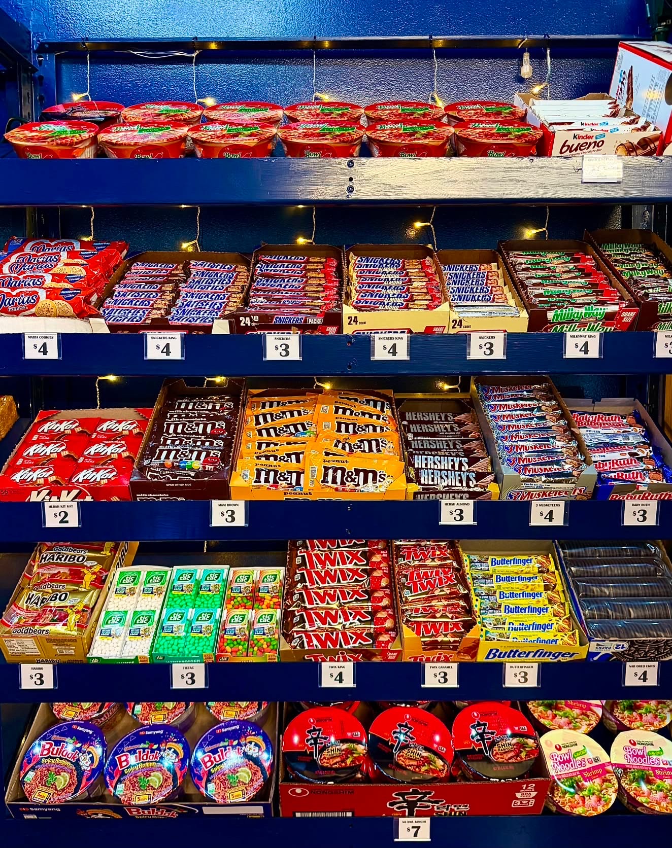 Candy, noodles, and snacks available at Clutch Gaming Club